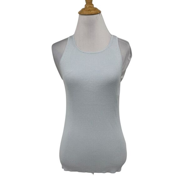 Banana Republic Tank Top Womens S Small Sky Blue Halter Neck Ribbed Skintight - Picture 1 of 11